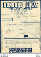 FACTURE 1931 BONBONS LUCAS VERMIFUGES ETS JOUBERT ET SIBASSIE A NANTES 17 RUE D'ORLEANS - 1900 – 1949