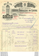 LIMOGES GRANDE DISTILLERIE DU CENTRE FABRIQUE DE LIQUEURS  FACTURE  1917 - 1900 – 1949