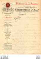 LIMOGES DISTILLERIE DE LA JACOBINE H. DESBORDES 20 RUE D'ANTONY FACTURE - 1900 – 1949