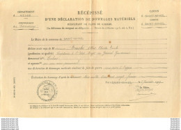 RECEPISSE D'UNE DECLARATION DE DOMMAGES MATERIELS DE GUERRE  CAPITAINE BRUCHE  1919 - Andere & Zonder Classificatie