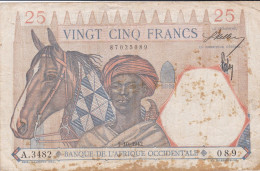 Banque De L'AFRIQUE OCCIDENTALE FRANÇAISE (1895-1958), 25 Francs, 1-10-1942 P.27,TTB - Andere - Afrika