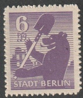 Berlin & Brandenburg: 1945, Mi. Nr. 2 B, Freimarke: 6 Pfg. Berliner Bär  **/MNH - Berlino & Brandenburgo