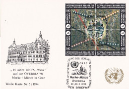 Nations Unies Vienne. Carte Postale 1994 YT 190-191-192-193 Oblitérés 1er Jour - Cartes-maximum