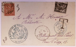 FRANCE TAXE 10C NOIR BILLANCOURT 1884 LETTRE COVER LETTERA PALERMO ITALIA - 1859-1959 Covers & Documents