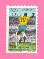 Brasile 1969 Pelè Stamps Francobollo Per Il Gol Numero 1000 Di Pelè O Rei De Brazil Football - Neufs