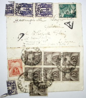 TAXE 10C BLOC DE 6+10C +3FR SUR MIGNONNETTE 2FR GANDON +50C CHAINE X3 2 DEFAUT 1947 - 1859-1959 Storia Postale