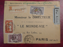 DS11  MAROC   LETTRE DEVANT 1931  CASA  A  PARIS    FRANCE +MERSON SURCHARGE ROUGE  + AFF. INTERESSANT+++++ - Storia Postale