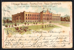 Lithographie Osnabrück, 3` Krieger-Waisen-Renthe-Fink-Haus  - Osnabrueck