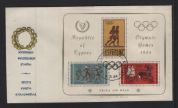 CYPRUS 1964 OLYMPIC GAMES TOKYO ISSUE MINIATURE SHEET ON UNOFFICIAL FDC - Lettres & Documents