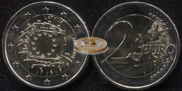 Latvia 2 Euro Coin. 2015 (Unc. Bi-Metallic) 30th Anniversary Of The Flag Of Europe - Letland