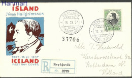 Iceland 1957 Mi 322adr FDC  (FDC ZE3 ICL322adr) - Ecrivains