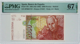 •Q-B• SPAIN 2000 PESETAS 1992 • P 164 • PMG EPQ 67 SUPERB GEM UNC - [ 4] 1975-… : Juan Carlos I