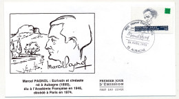 FRANCE => FDC => 2,50F + 0,50F Marcel  PAGNOL - Premier Jour - 24/4/1993 - 13 AUBAGNE - 1990-1999