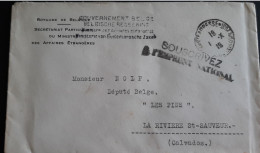 Postes Belges Ste Adresse Le 1/10/1916 AVEC MARQUE SOUSCRIVEZ A L'EMPRUNT NATIONAL - Altri & Non Classificati