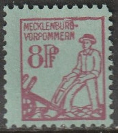 SBZ- Mecklenburg-Vorpommern: 1945, Mi. Nr. 13, Freimarke. 8 Pfg. Pflügender Bauer.  **/MNH - Neufs