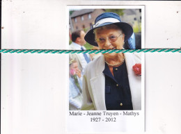 Marie-Jeanne Truyen-Mathys, 1927, 2012. Foto Dameshoed - Overlijden