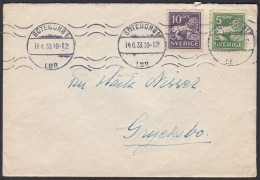 CLCV053 Sweden Old Cover, Gothenburg, Jun. 14. 1933. Heraldic Lion, With Vignette - Covers & Documents