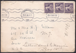 CLCV054 Sweden Old Cover, Norrkoping  Des Moines, Iowa, Jan. 25, 1939 Heraldic Lion - Lettres & Documents