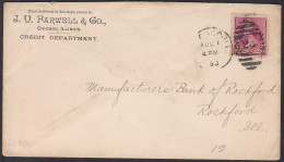 CLCV082 USA Old Cover, Chicago  Rockford, Aug. 20. 1890. Credit Department - Postal History