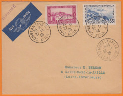 Lettre De  CONSTANTINE R.P. AVION  Algérie  Le 22 II 1938 Avec 5c + 65c  Pour 44 SAINT-MARS-LA-JAILLE - Luftpost