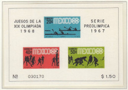 MEXICO  Block 7, Postfrisch **, Olympische Sommerspiele 1968, Mexico, 1967 - Mexico