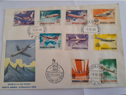 NICE LETTER SAN MARINO /FIRST DAY COVER / AEROPLANES  9 STAMPS/ 5-12-1963 POSTA AEREA         ** BRIEF  280 ** - Postzegelboekjes