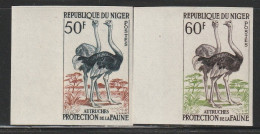 NIGER - NON DENTELE - N°105/6 ** (1959-62) Oiseaux : Autruches - Niger (1960-...)