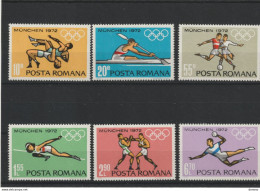 ROUMANIE 1972 JEUX OLYMPIQUES DE MUNICH Yvert 2688-2693, Michel 3012-3017 NEUF** MNH Cote 7 Euros - Nuovi