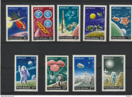 ROUMANIE 1972 ESPACE, Programme Apollo Yvert 2729-2737 , Michel 3069-3077 NEUF** MNH Cote 7,50 Euros - Nuovi