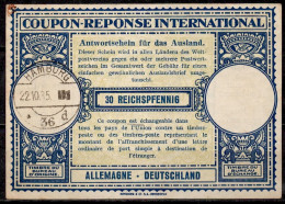 ALLEMAGNE GERMANY  Rare Type Lo10  30 RPF ( Mi. 15 ) Int. Reply Coupon Reponse Antwortschein IAS IRC HAMBURG 22.10.35 - Other & Unclassified