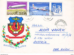 ROUMANIE 1990 LETTRE PAR AVION POUR VIENNE AUTRICHE Tmbres Avions - Cartas & Documentos