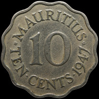 LaZooRo: Mauritius 10 Cents 1947 VF / XF Scarce - Mauritius