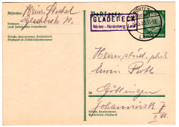 DR 1933, Landpost Stpl. GLADEBECK Nörten-Hardenberg Land Auf 6 Pf. Ganzsache - Covers & Documents