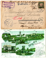 Bayern 1898, Posthilfstelle BURGWALDEN Taxe BOBINGEN Auf Litho-AK M. 5 Pf. - Covers & Documents