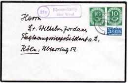 BRD 1953, Landpoststpl. 22a BLUMENKAMP über Wesel Auf Brief M. 2x10 Pf. - Lettres & Documents