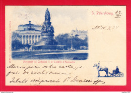 E-Russie-81P230 SAINT PETERSBOURG, Monument De Catherine II Et Théâtre D'Alexandre, Cpa 1901, Voir Cachet Au Verso - Russie