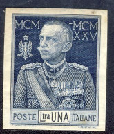 1925-26 - Prova D'archivio Del 1 Lira Azzurro Giubileo Del Re - Nuovo MNH - Leggere Descrizione (2 Immagini) - Mint/hinged