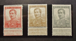 België - Belgique  1912 - OPB/COB ° 111 - 113 - 115 - Pellens - Albert I Kleine Beeltenis -  Obl. - 1912 Pellens