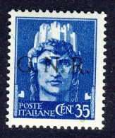 1944 - G.N.R. Tiratura Di Verona - 35 C. Varietà Errore Di Colore Nero Anzichè Rosso - Nuovo MNH (2 Immagini) - Neufs