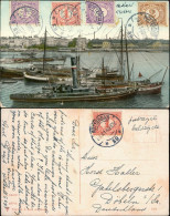 Postkaart Rotterdam Rotterdam Hafen - Dampfer Steamer 1914  Gel. Mischfrankatur - Rotterdam