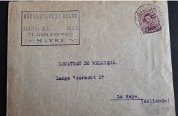 Postes Belges Ste Adresse Le 8/7/1916 Gouvernement Belge Service Des Colis Pour LA HAYE - Altri & Non Classificati