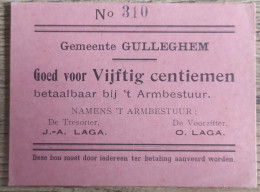 Gulleghem/Gullegem Noodgeld 50 Centiemen 1914 / Emergency Money / Notgeld / Billets De Nécessite - Otros & Sin Clasificación