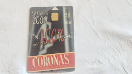 SPAIN-(CP-186)-Coronas-(Tobacco)-(126)-(T02219123)-(07/2000--12/2002)-(Telfonica)-(1000PTA-6.01€)-used Card - Herdenkingsreclame