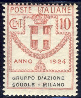 1924 - Enti Parastatali - Gruppo D'Azione Scuole - Milano - 10 C. Rosa  Nuovo Mlh (Sassone N.39) 2 Immagini - Mint/hinged