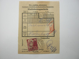 1949, 20 Pfg. Köpfe Auf Posteinlieferungsschein  Aus Rheinsberg - Lettres & Documents