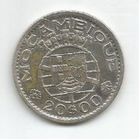 MOZAMBIQUE PORTUGAL 20$00 ESCUDOS 1952 SILVER - Mozambique