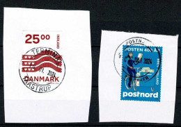 Denmark 2024; 2 Stamps For Domestic Letters On Fragments.  Used. - Gebruikt