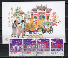 Macau Macao 1997 Michel 908-911, Bl. 44, Temple A-Ma Strip Of 4 + S/s MNH - Neufs