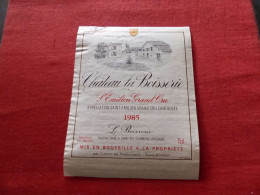 E-430 , ETIQUETTE , SAINT-EMILION, Château LA BOISSERIE 1985, Grand Cru - Bordeaux