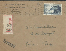 FRANCE  LETTRE A ENTETE  RECOMMANDEE 20F PARIS POUR PARIS DE 1948 LETTRE COVER - 1921-1960: Modern Period